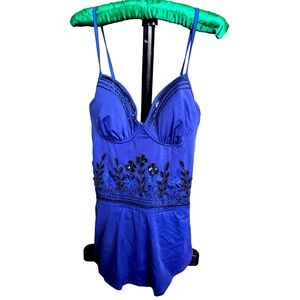 Sequin Embellished Blue Shape FX (14) One Piece